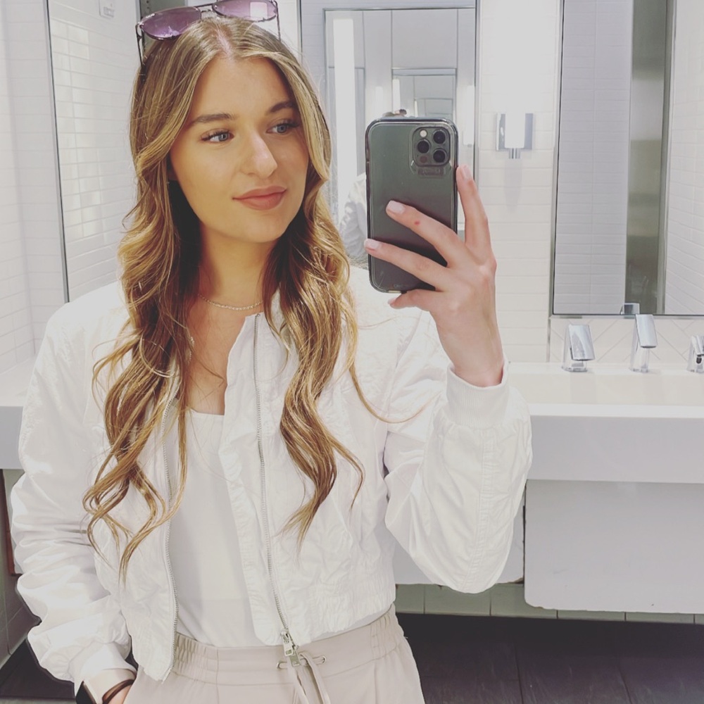 Zara white cropped bomber Zip-Up Jacket